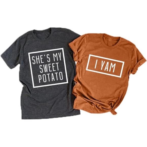 "She's My Sweet Potato, I Yam" Matching Thanksgiving Couples Shirt - Picture 1 of 7